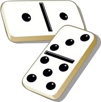 Two dominoes, the Stores Domino emblem